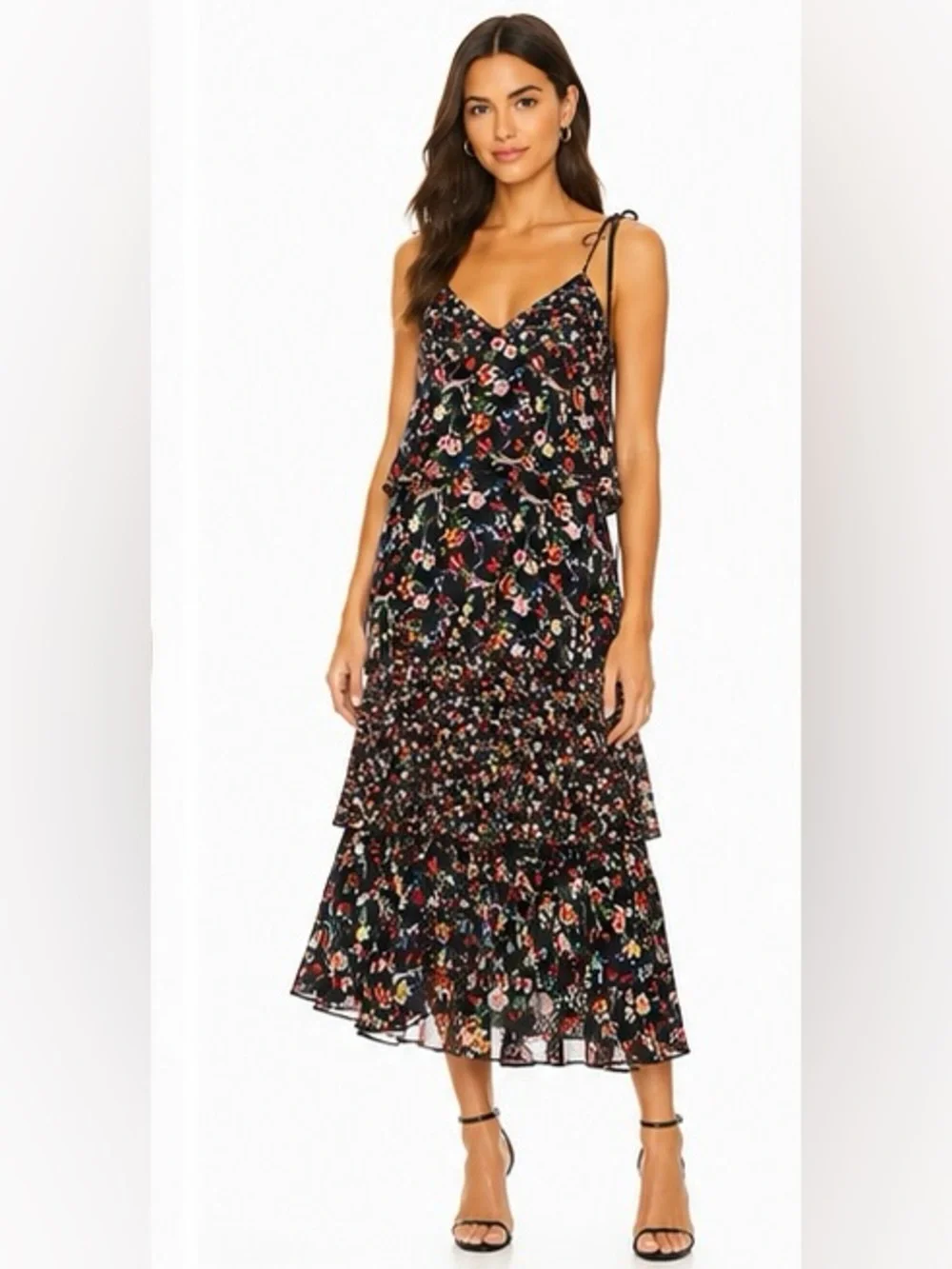 crochet dress ruffle Blue Multi Lace Midi Miluxas Women's Elegant Shirt weather occasions or casual x-collection:Black Milk Essentials Size:8 drawers